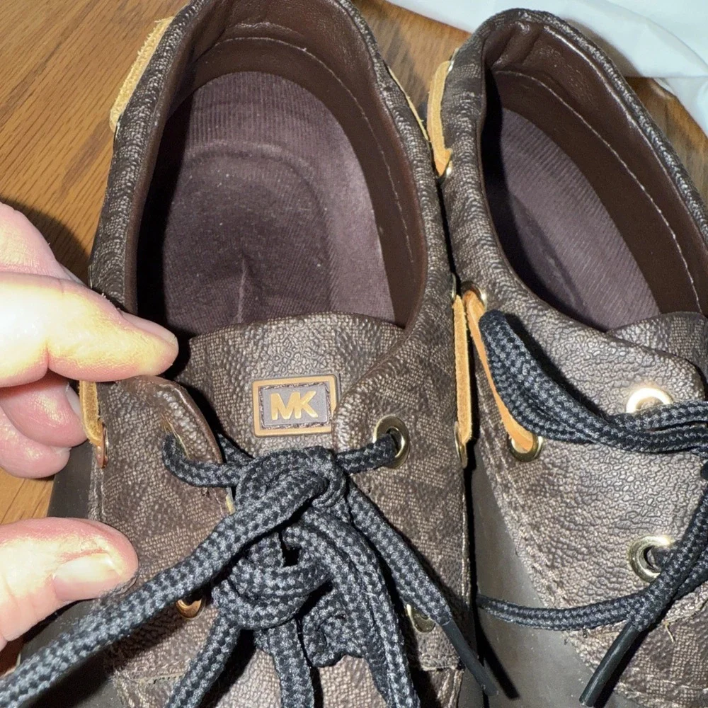 Michael Kors Womens Duck Shoes Brown Monogram Logo Rain Boat‎ Shoes Size 8